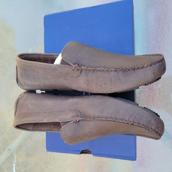 NEW ROCKPORT LEATHER DRIVERS BROWN SLIP ON PREPPY LOAFERS 7 1/2 MENS 7.5 BOX NWT - Picture 3 of 6